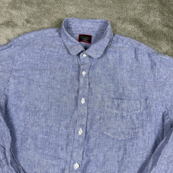 Untuckit Shirt Mens XXL Blue Linen Wrinkle Resistant Vin Santo Long Sleeve - Picture 1 of 7